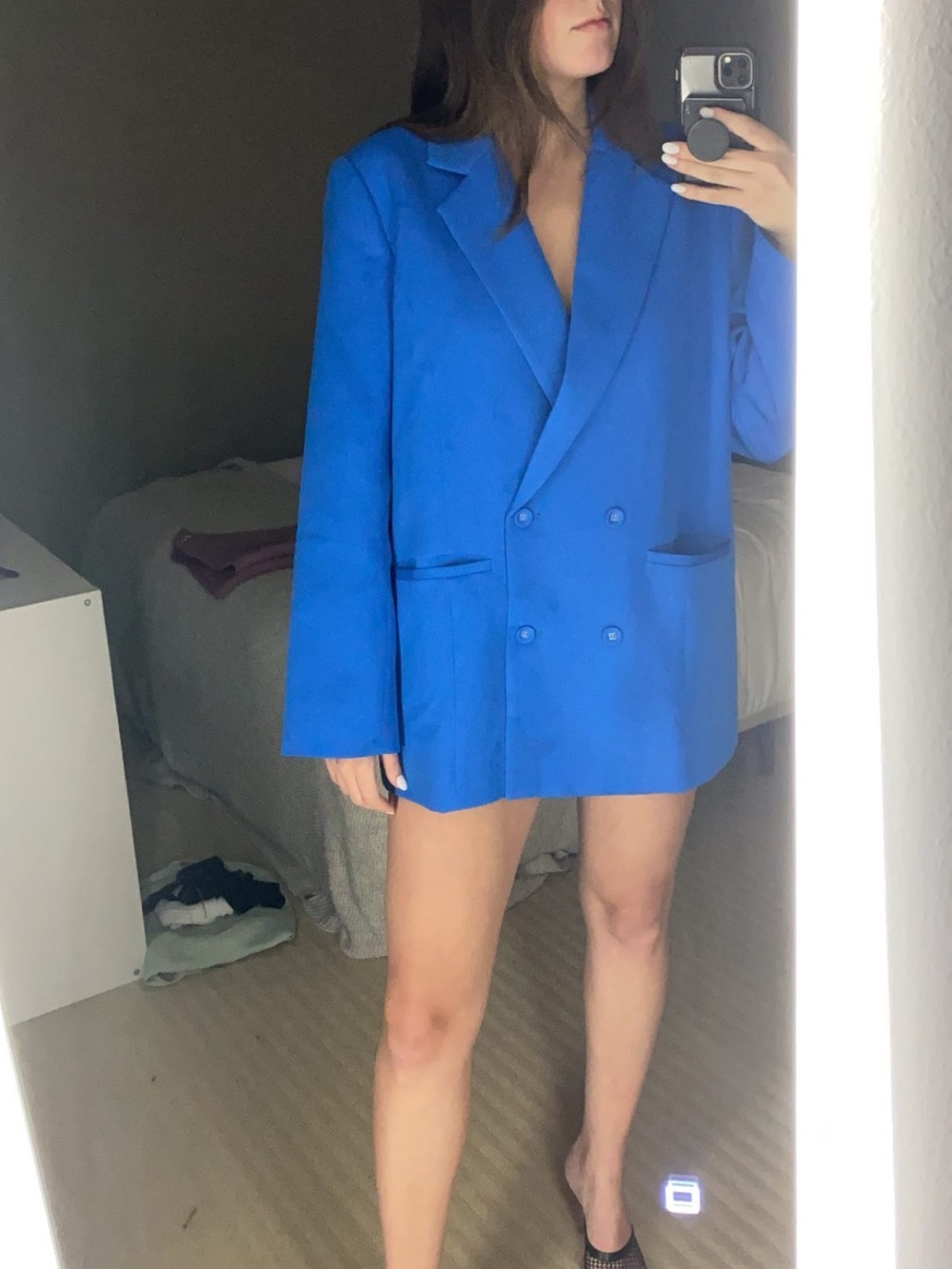 Lioness Electric Blue Double-Breasted Oversized Blazer
